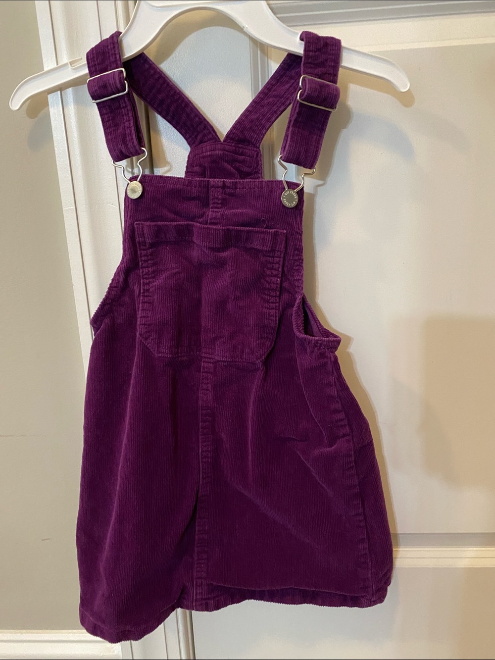 art class Purple Corduroy Overall Dress with Front Pocket
